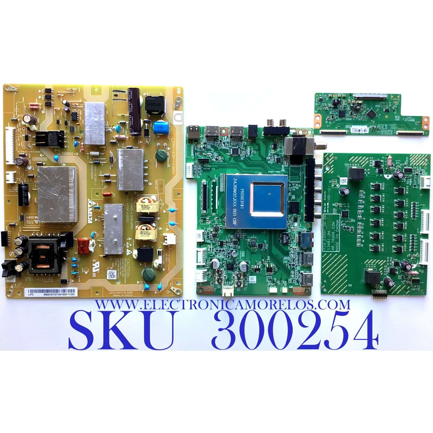 KIT DE TARJETAS PARA TV VIZIO / NUMERO DE PARTE MAIN 5576Q01002G / T-CON 6871L-3674C / DRIVER 5576Q02001G / FUENTE 056041671071 / PANEL TPT500U1-QVN02.A REV:S001B / DISPLAY LC550DUJ (SG)(E3) / MODELO E550I-B2E LWZJPPDQ